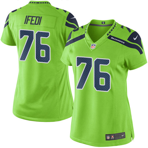 Women's Limited Germain Ifedi Nike Jersey Green - #76 Rush NFL Seattle Seahawks